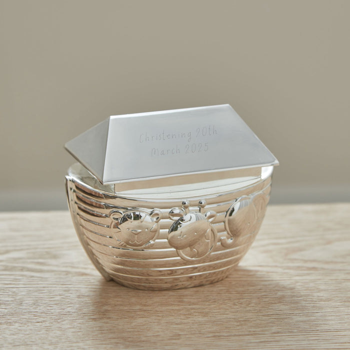 Personalised Bambino Noah's Ark Silver Money Box