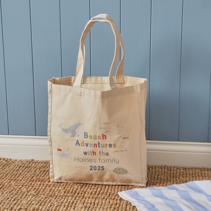 Personalised Beach Adventure Tote Bag