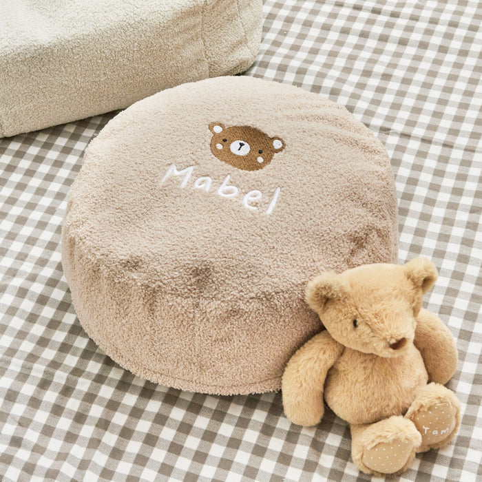 Personalised Bear Caramel Bean Bag Foot Stool