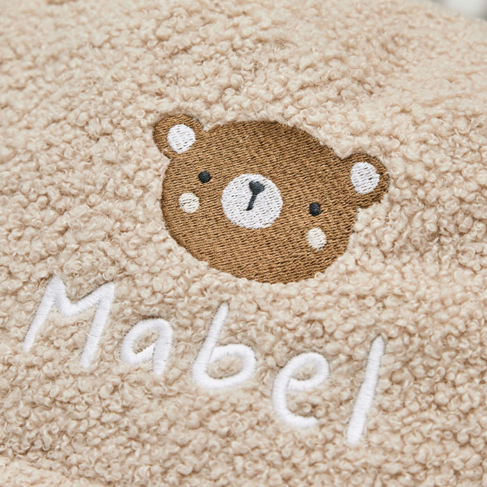 Personalised Bear Caramel Bean Bag Foot Stool