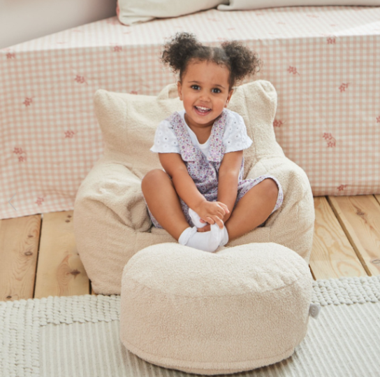 Personalised Bear Caramel Bean Bag Foot Stool