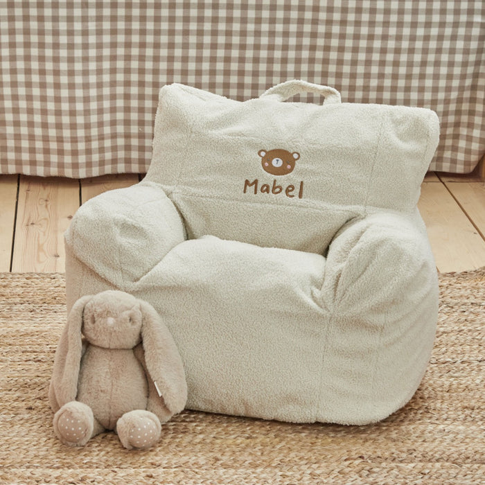 Personalised Bear Ecru Bean Bag Filled Chair