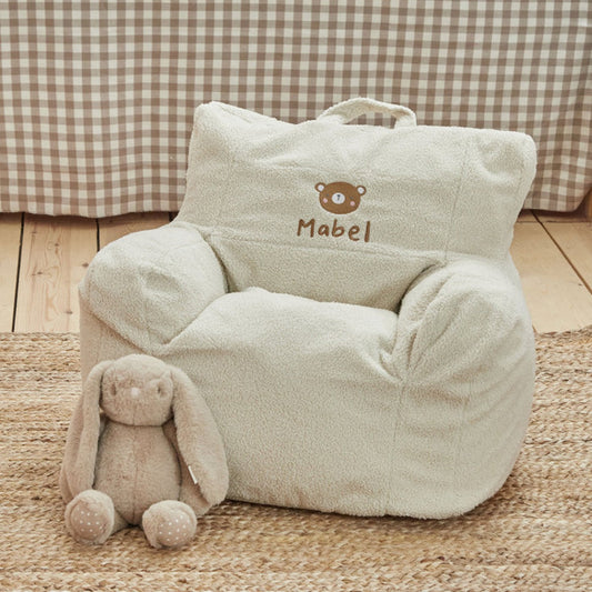 Personalised Bear Ecru Bean Bag Filled Chair