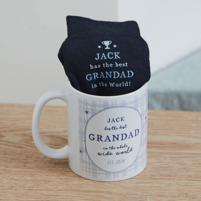 Personalised Best Grandad Mug & Sock Gift Set