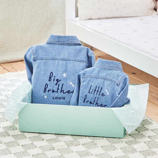 Personalised Big Brother & Little Brother Denim Jacket Gift Set