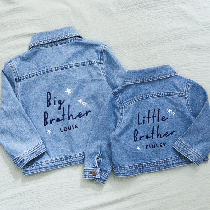 Personalised Big Brother & Little Brother Denim Jacket Gift Set