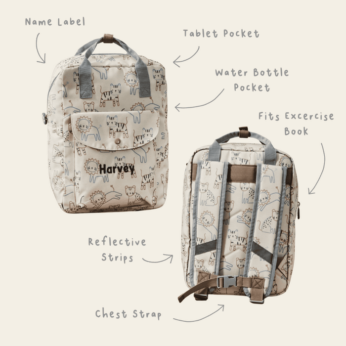 Personalised Big Cats All-Over Print Medium Grab Handle Backpack