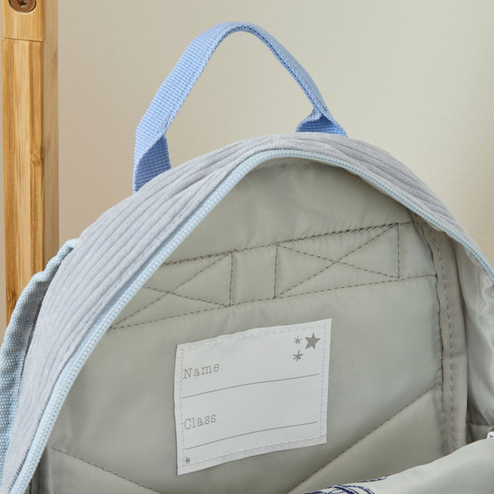 Personalised Big Name Blue Cord Mini Backpack