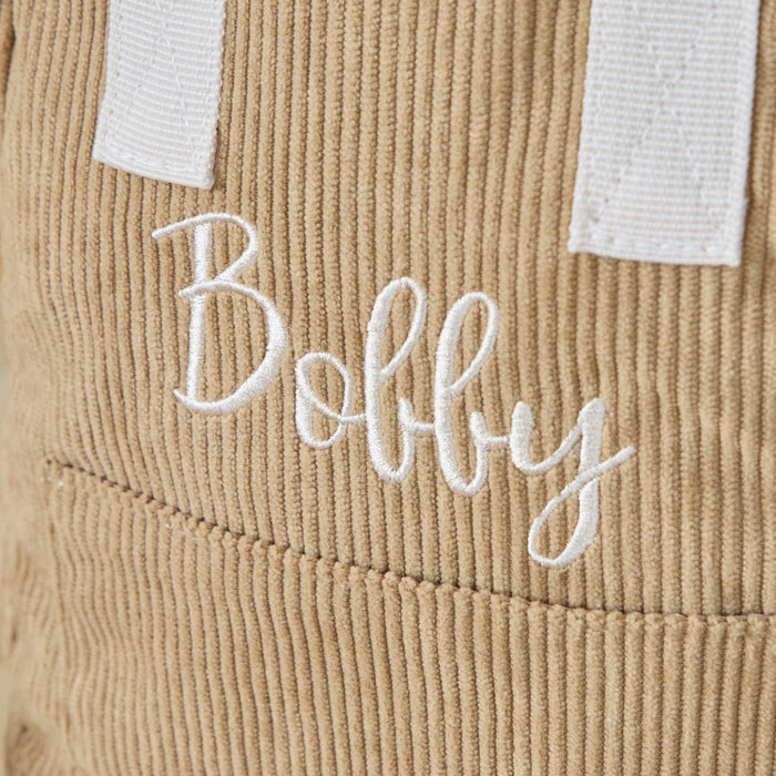 Personalised Big Name Caramel Cord Mini Backpack