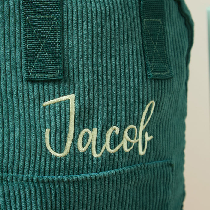 Personalised Big Name Forest Green Cord Mini Backpack