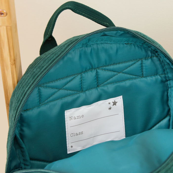 Personalised Big Name Forest Green Cord Mini Backpack