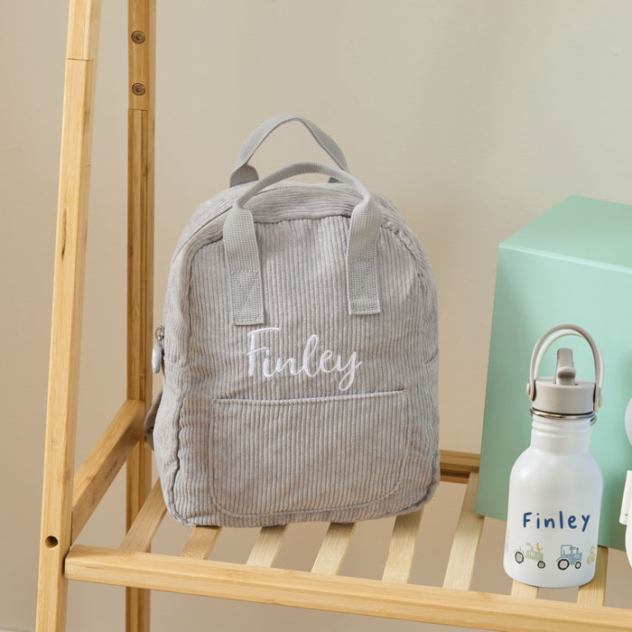 Personalised Big Name Grey Cord Mini Backpack