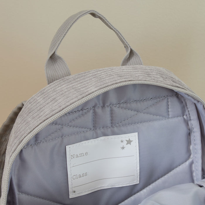 Personalised Big Name Grey Cord Mini Backpack