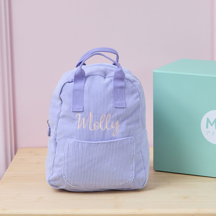 Personalised Big Name Lilac Cord Mini Backpack