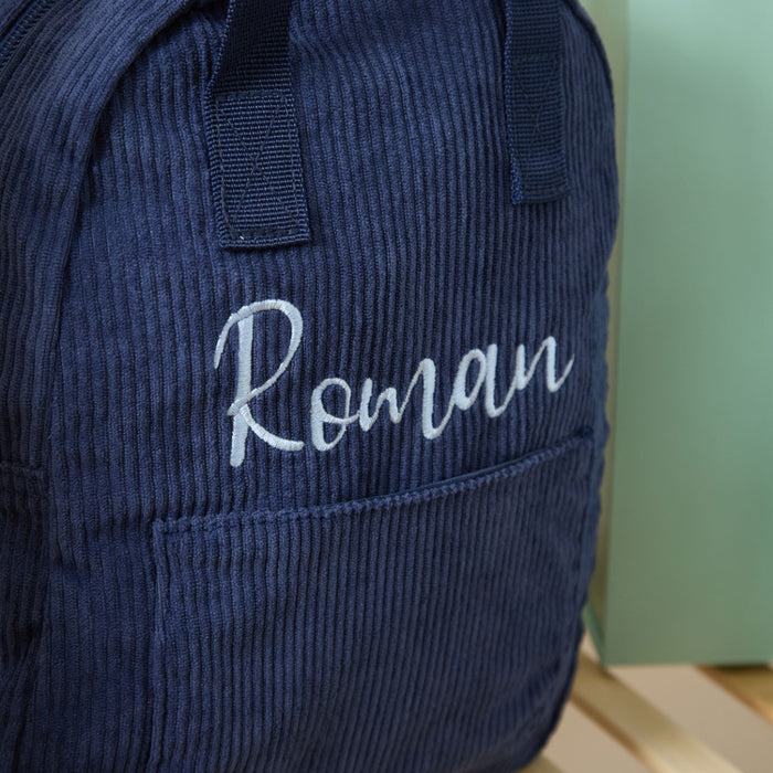 Personalised Big Name Navy Cord Mini Backpack