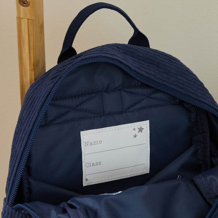 Personalised Big Name Navy Cord Mini Backpack