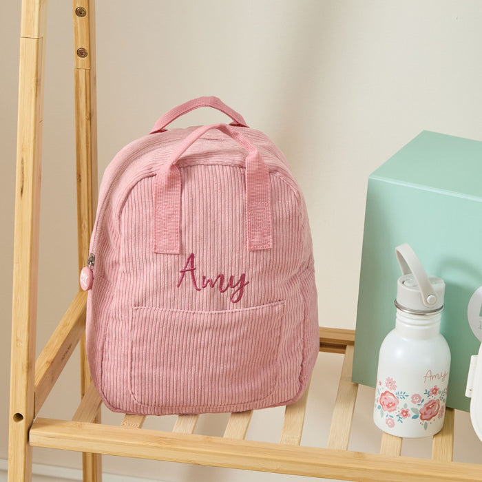 Personalised Big Name Pink Cord Mini Backpack