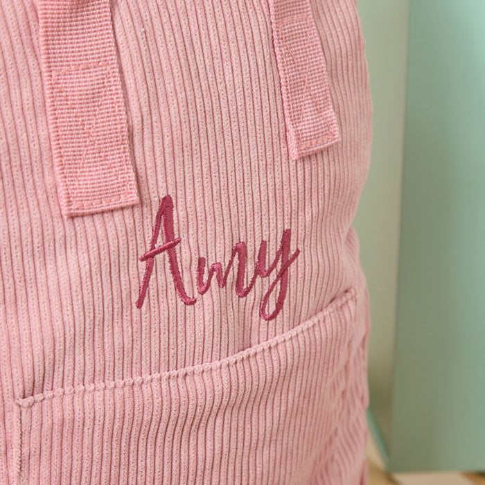 Personalised Big Name Pink Cord Mini Backpack