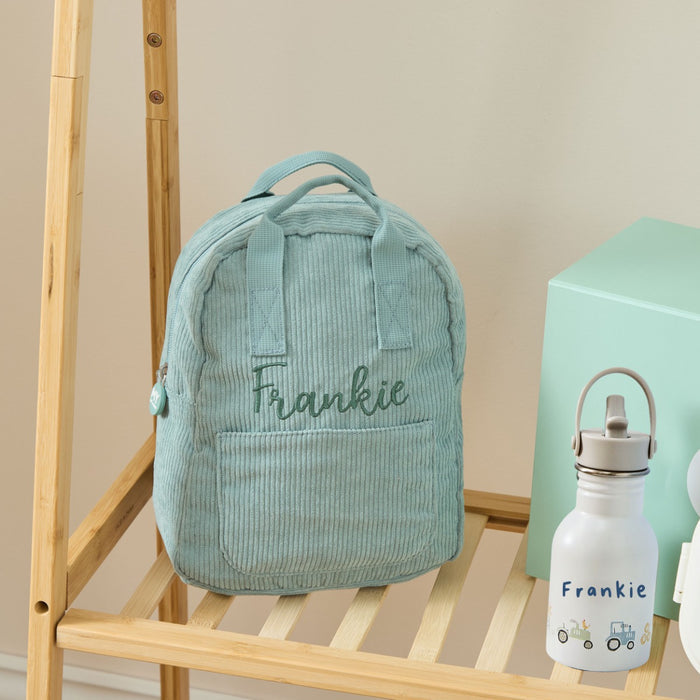 Personalised Big Name Sage Cord Mini Backpack