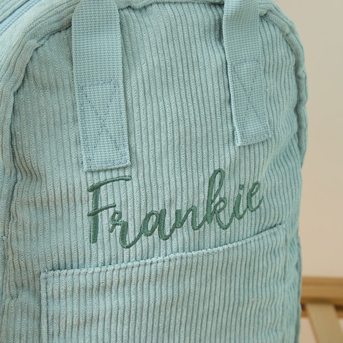 Personalised Big Name Sage Cord Mini Backpack