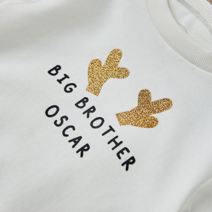 Personalised Big Sibling Antler Ecru Sweatshirt