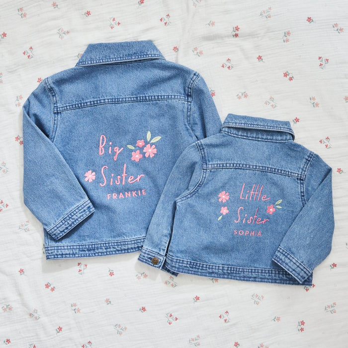Personalised Big Sister & Little Sister Denim Jacket Gift Set