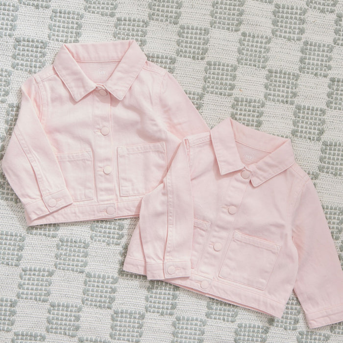 Personalised Big Sister & Little Sister Pink Denim Jacket Gift Set