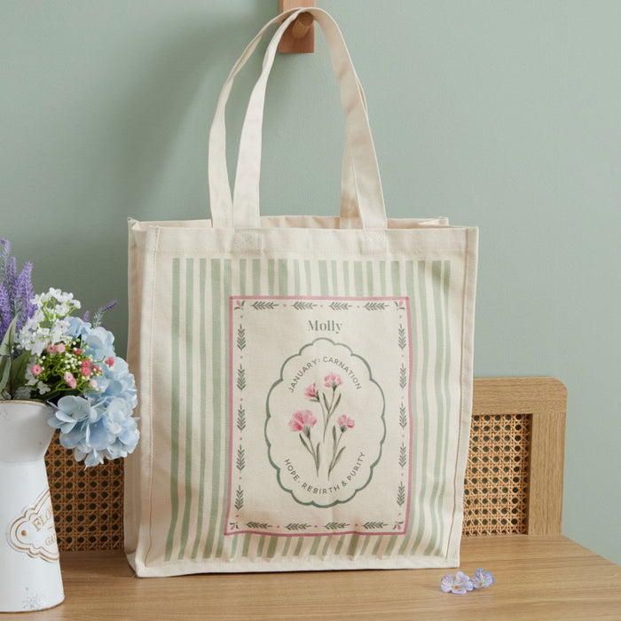 Personalised Birth Flower Tote Bag