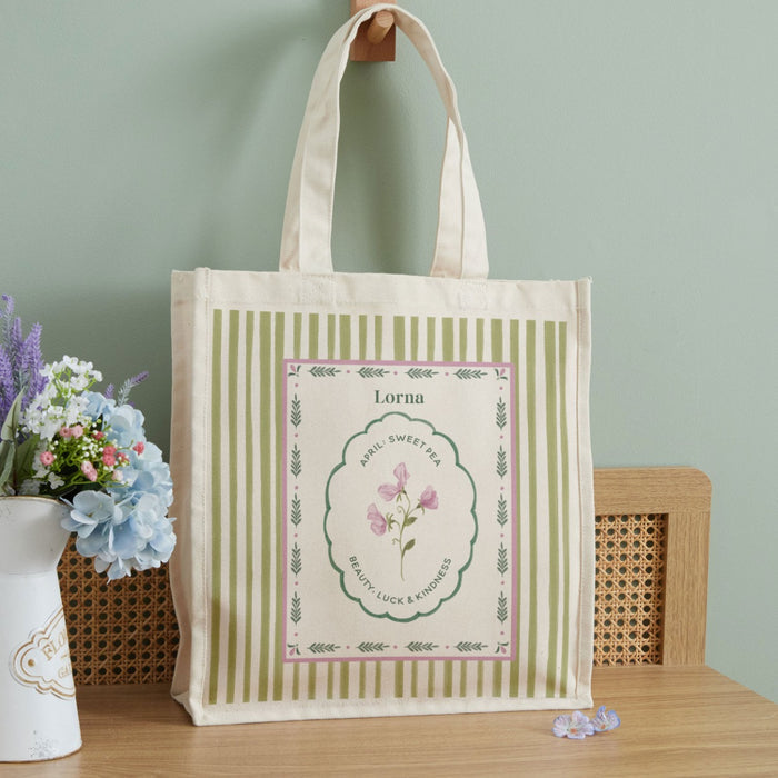 Personalised Birth Flower Tote Bag