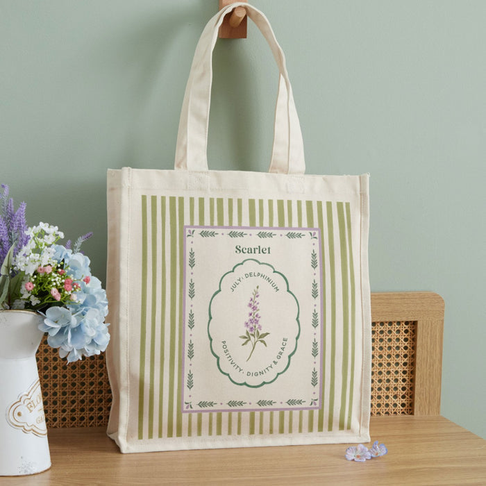 Personalised Birth Flower Tote Bag