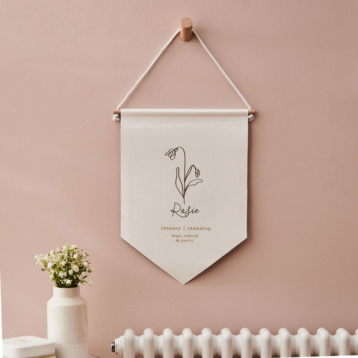 Personalised Birth Flower Wall Hanging by Made Yours