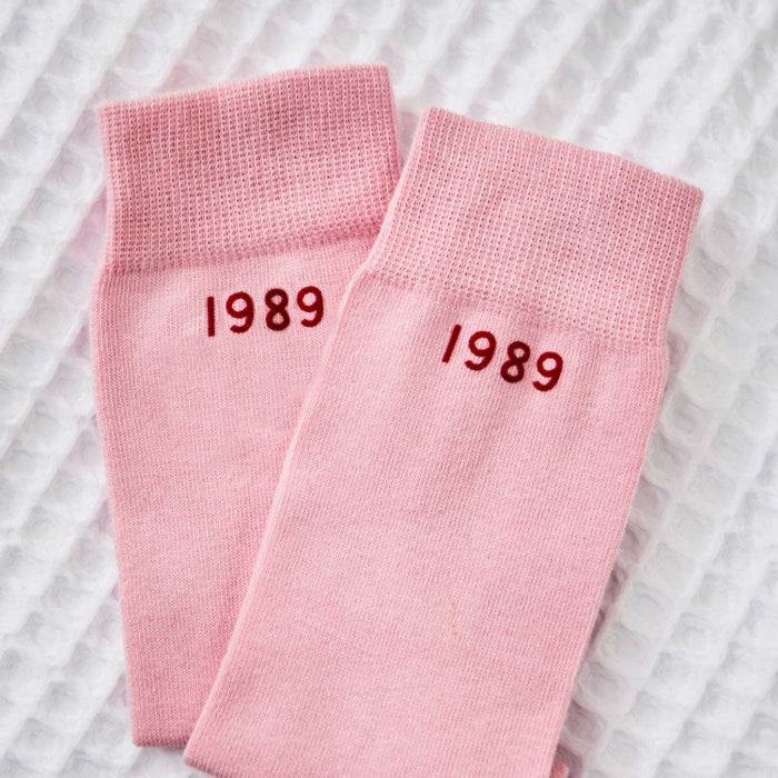 Personalised Birth Year Pink Socks