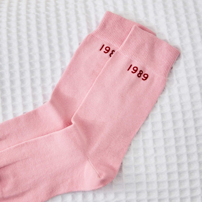 Personalised Birth Year Pink Socks