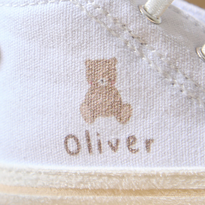 Personalised Biscuit Bear White Baby High Tops