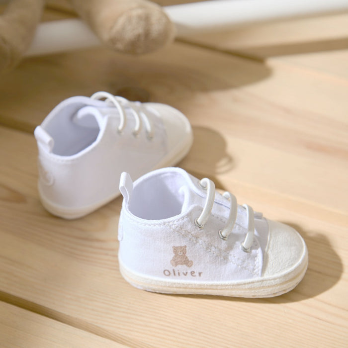 Personalised Biscuit Bear White Baby High Tops