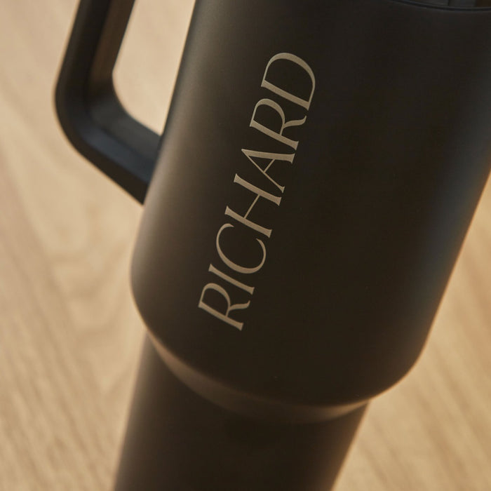 Personalised Black 1.2l Thermal Travel Handle Tumbler