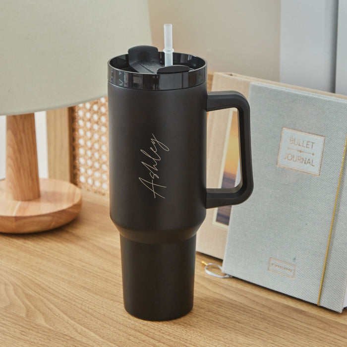 Personalised Black 1.2l Thermal Travel Handle Tumbler