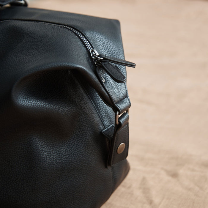 Personalised Black Embroidered PU Weekend Holdall Bag