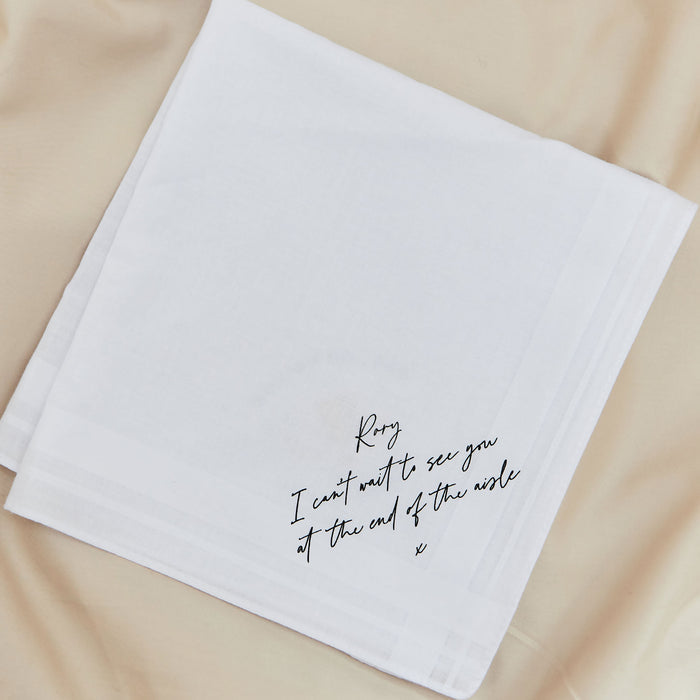 Personalised Black & White Message To The Groom Handkerchief