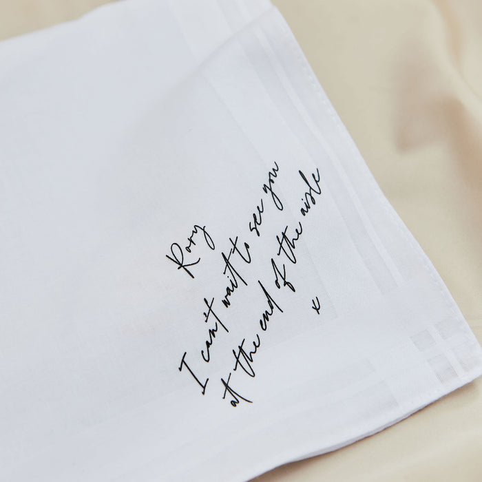 Personalised Black & White Message To The Groom Handkerchief