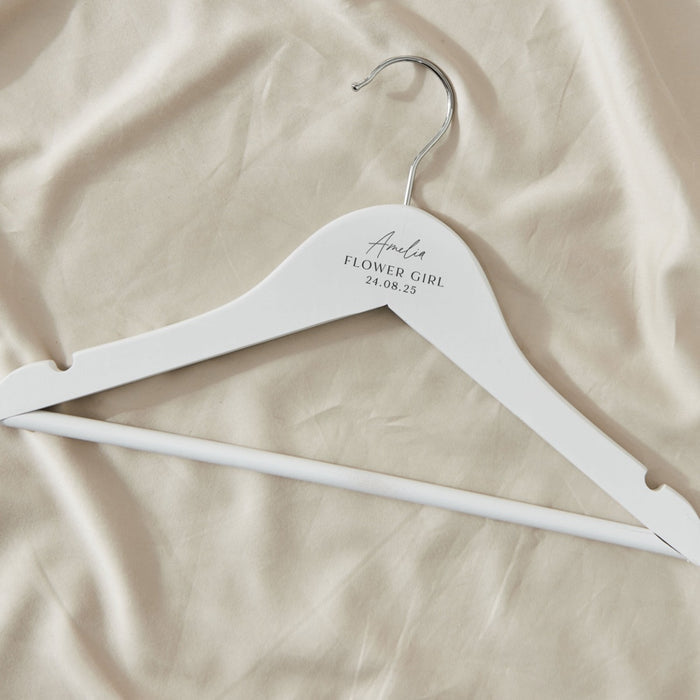 Personalised Black & White Wedding Wooden Children's Coat Hanger
