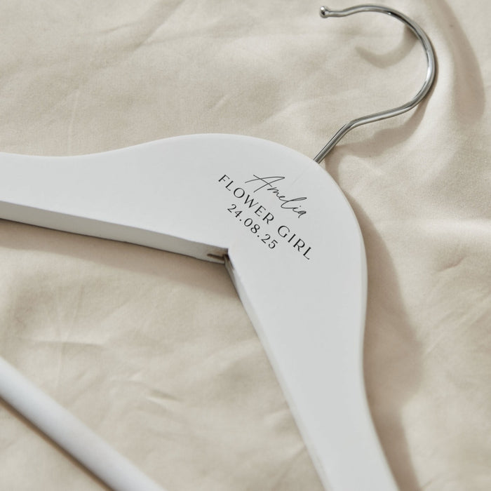 Personalised Black & White Wedding Wooden Children's Coat Hanger