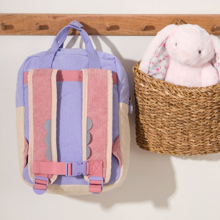 Personalised Blossom & Bloom Medium Patchwork Pink Cord Backpack