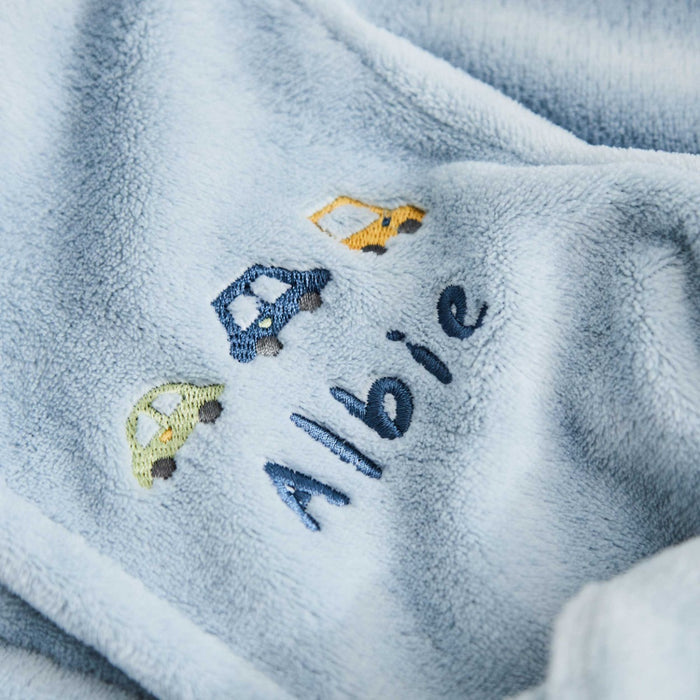 Personalised Blue Car Fleece Robe with Ears