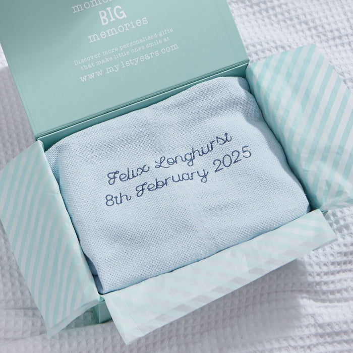 Personalised Blue Cellular Baby Blanket