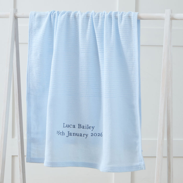 Personalised Blue Cellular Baby Blanket
