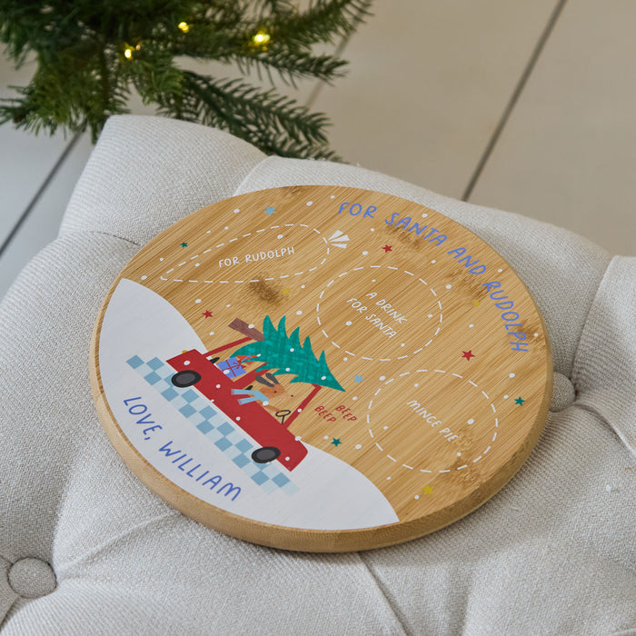 Personalised Blue Checkered Christmas Santa Platter