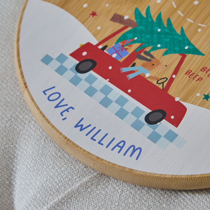 Personalised Blue Checkered Christmas Santa Platter