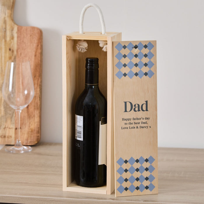 Personalised Blue Checkered Father's Day Drinks Box