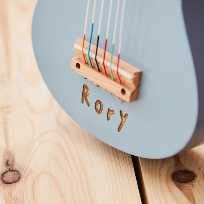 Personalised Blue Guitar Wooden Toy